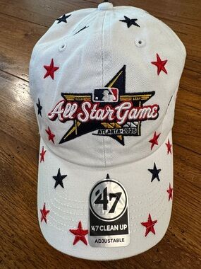47 All Star Game White Cap with Red and Black Star Embroidery Atlanta 2025